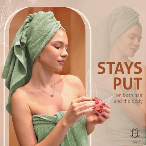 CORE 4-Piece Cotton Bath Towels for Bathroom | Value Pack, Soft, Absorbent, Quick-Dry, Lightweight, Minimalist, 27x54 in, Moss Green