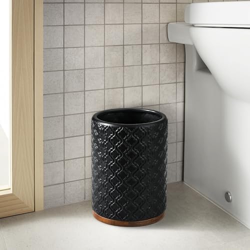 RQYIXI Ceramic Bathroom Accessories Set,Black,6 Piece,Embossed Design