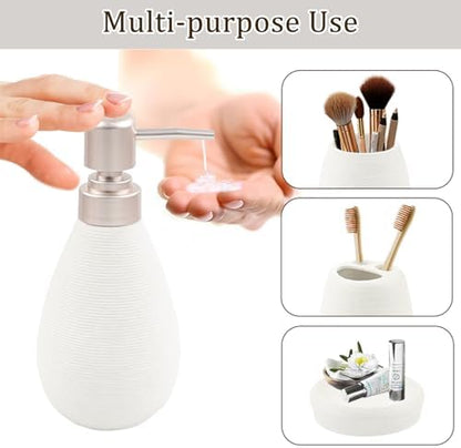 CERBIOR Bathroom Accessories Set,4 PCS Ceramic Bath Accessory,White