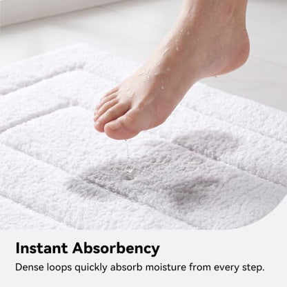 GRANNY SAYS White Bathroom Runner Rug 59" x 24", Soft Microfiber Bath Mat