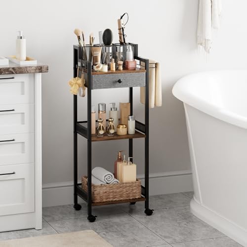 Bathroom Stand, Makeup Cart with Drawer for Cosmetic and Skincare