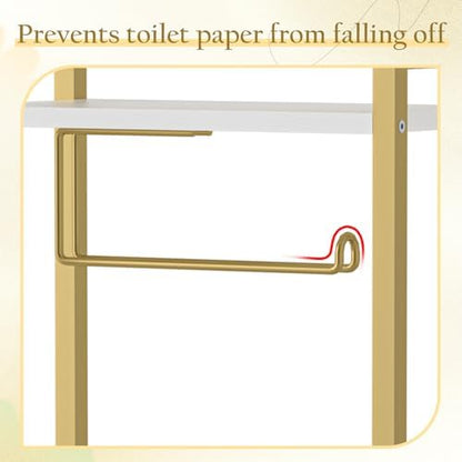Freestanding Toilet Paper Holder with Storage Shelf, Gold