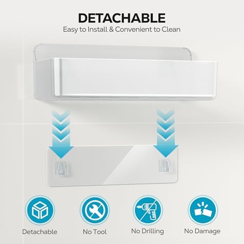 Nieifi Adhesive Shower Shelves, Clear, 4 Pieces