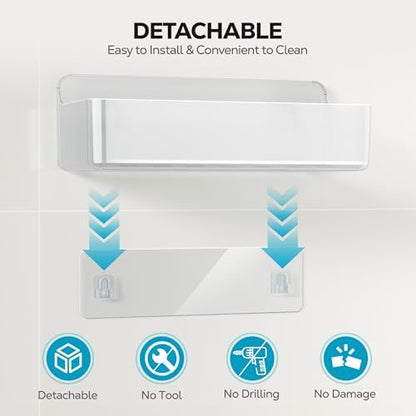 Nieifi Adhesive Shower Shelves, Clear, 4 Pieces