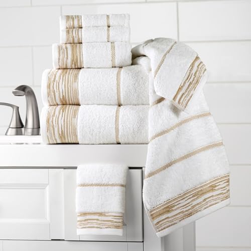 Nicole Miller - Hand Towels, Heavyweight & Absorbent Jacquard Woven Cotton, Set of 2, Dorm Room Essentials (Sydney Collection)