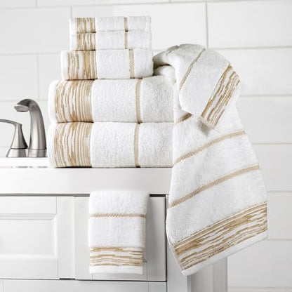 Nicole Miller - Hand Towels, Heavyweight & Absorbent Jacquard Woven Cotton, Set of 2, Dorm Room Essentials (Sydney Collection)