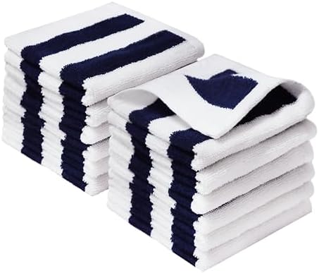 ORIGINAL KIDS Wash Cloths - 100% Cotton Set of 12 Cabana Stripe Washcloths