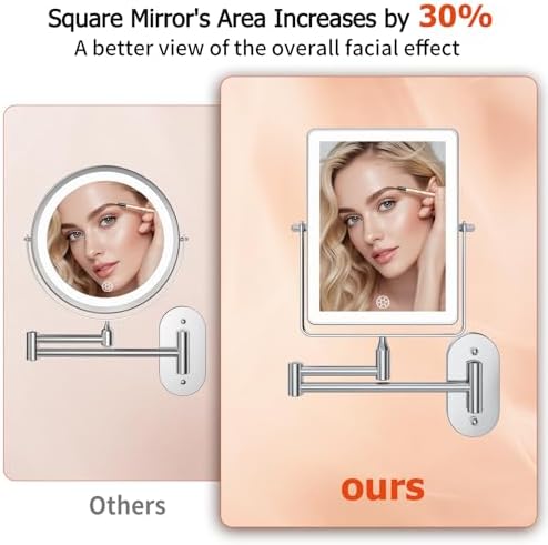 FUNTOUCH 5000mAh Rechargeable Wall Mounted Makeup Mirror with Lights