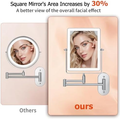 FUNTOUCH 5000mAh Rechargeable Wall Mounted Makeup Mirror with Lights