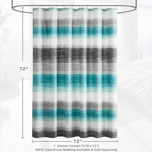Madison Park Saben Shower Curtain for Bathroom, 72 x 72, Aqua/Grey