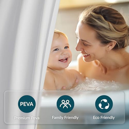 Titanker White Shower Curtain Liner 72 x 72 Plastic Shower Liner Washable Inside Shower Curtain Liner PEVA Shower Curtains for Bathroom with Magnets and Rustproof Metal Grommet Holes (Pack of 3)