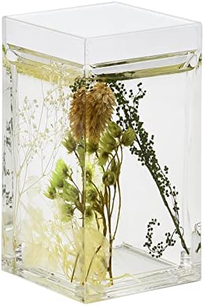 Locco Decor 4 Piece Acrylic Liquid 4D Floating Motion Bathroom Vanity Accessory Set Garden Botanic Green Plants Toothbrush Holder, Tumbler, Soap Dispenser, Soap Dish