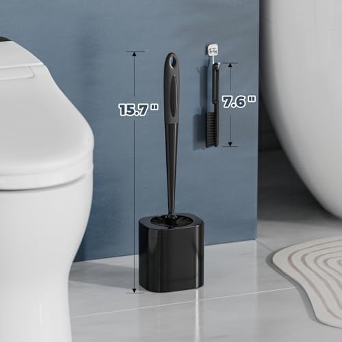 Holaloha Toilet Brush and Holder Set, Space Saving, 3 Pack, Black