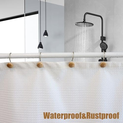 Shower Curtain Hooks, Wood Decorative Shower Curtain Rings, Modern Round Log Shower Curtain Hangers, 12PCS Shower Hooks for Shower Curtain Rod, Bedroom, Living Room (Silvery 1)