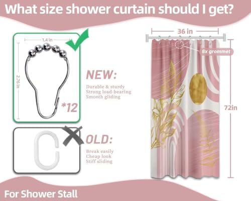 Light Pink and Gold Stall Shower Curtain, 36X72 in Narrow Small