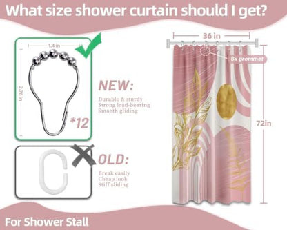 Light Pink and Gold Stall Shower Curtain, 36X72 in Narrow Small