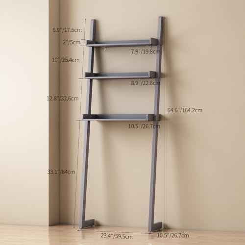 3-Tier Bathroom Over Toilet Storage for Small Space (Grey)