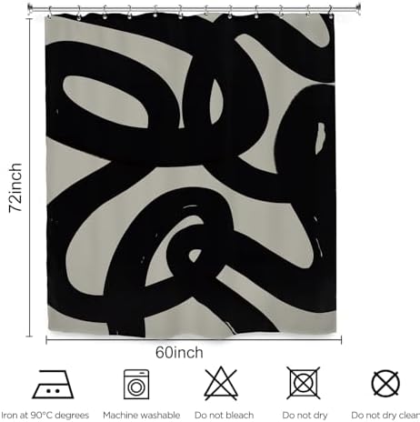 Abstract Black Minimalist Modern Neutral Line Geometric Shower Curtain