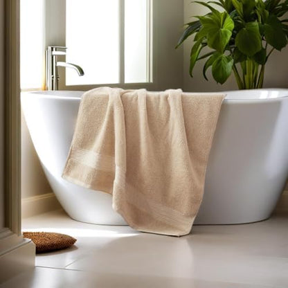 COZYART Luxury Bath Towel Set 6 Pcs, Beige 100% Turkish Cotton 650 GSM
