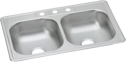 Dayton D233223 Equal Double Bowl Top Mount Stainless Steel Sink