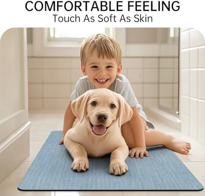 Mecko Bath Mat 24"x48",Ultra Thin Bathroom Rug fit Under Door Light Blue