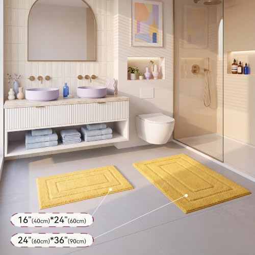 GRANNY SAYS Yellow Bathroom Rug 36" x 24", Non-Slip Microfiber Bath Mat