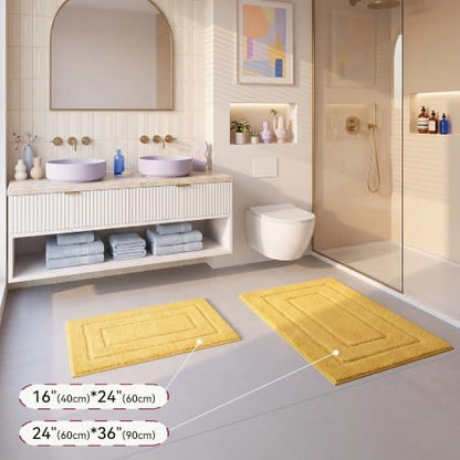 GRANNY SAYS Yellow Bathroom Rug 36" x 24", Non-Slip Microfiber Bath Mat