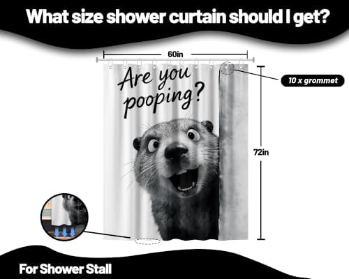 Cute Otter Shower Curtain Novelty Animal, 60x72 Inchs