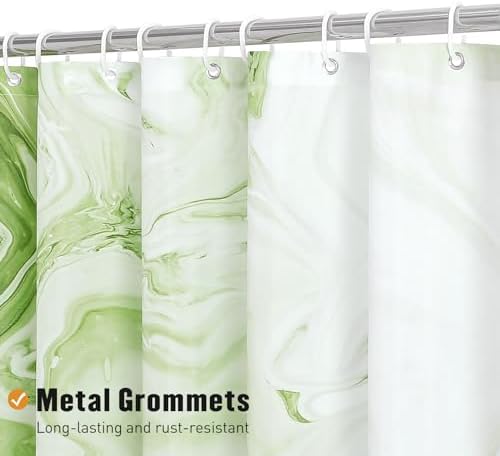 Sage Green Marble Shower Curtain, Abstract Watercolor, 72 x 72 Inches