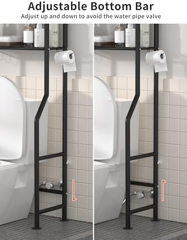 Livilord 3-Tier Over Toilet Storage, Anti-Tip, 64" H, Black