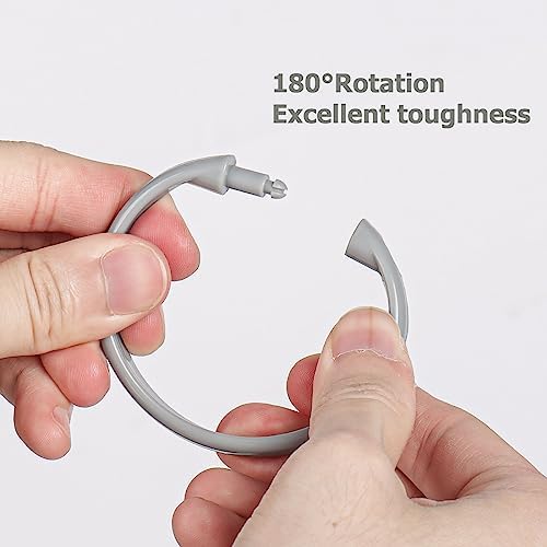 Grey Shower Curtain Hooks Rings, 12 Pcs Circular Plastic Shower Curtain Rings for Bathroom, Plastic Shower Curtain Hooks for Shower Curtain Rod, Shower Hooks Rings for Shower Curtain