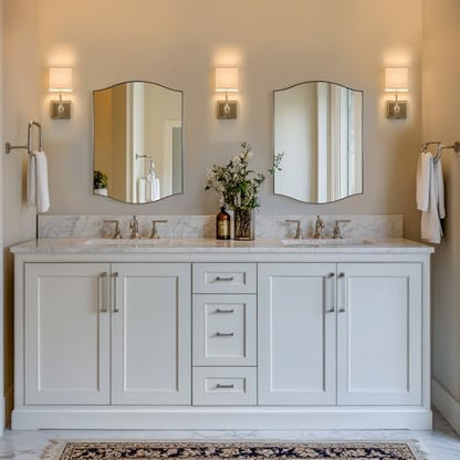 ANDY STAR Brushed Nickel Bathroom Mirror, 20"x30" Scalloped Wall Mirror in Stainless Steel Metal Frame, Unique Vanity Mirror with Modern Curved Edge Design, Ideal for Bathroom, Bedroom, Entryway