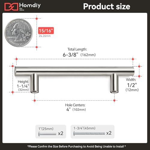 homdiy Cabinet Handles Brushed Nickel Cabinet Pulls - HD201SNB Cabinet Hardware 10 Pack 4in Hole Centers Cabinet Door Handles for Kithen Cabinets
