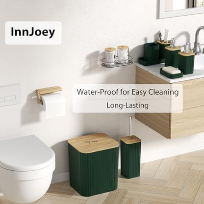 Bathroom Accessories Set - 10PC Bathroom Set, Green Bathroom Set, Bathroom Accessories Set, Toilet Brush, Bathroom Trash Can & Soap Dispenser
