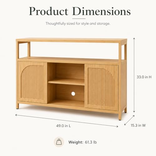 49" Bamboo Buffet Cabinet with Storage, Natural Sideboard Cabinet
