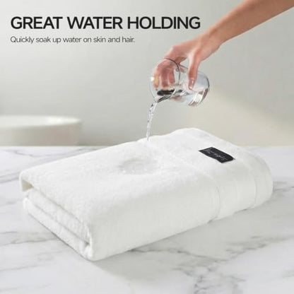 REDKISS Luxury White Bath Towels Set of 2, 100% Cotton 760GSM Heavyweight Bath Sheets, 31 x 63 Inch Oversized Large Bath Towels, Soft Plush Fluffy, Highly Absorbent Quick Dry Hotel Collection