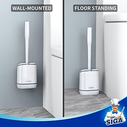 MR.SIGA Toilet Bowl Brush and Holder, Wall Mounted Toilet Brush, White