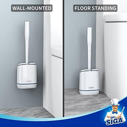 MR.SIGA Toilet Bowl Brush and Holder, Wall Mounted Toilet Brush, White
