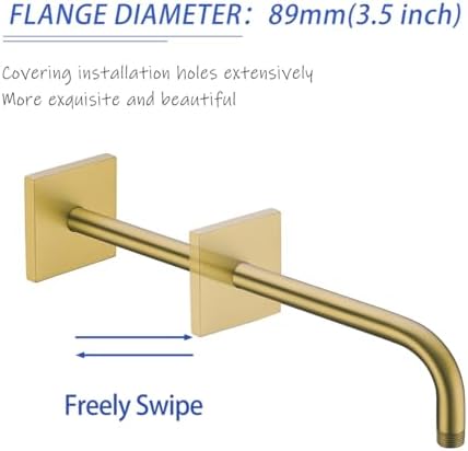 16 Inch Shower Head Extension Arm Wall Mounted Rainfall Extend Pipe Tube Stainless Steel Bathroom Accessories Champagne Bronze,SW-91018-16CB-SQ.