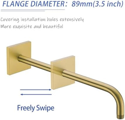 16 Inch Shower Head Extension Arm Wall Mounted Rainfall Extend Pipe Tube Stainless Steel Bathroom Accessories Champagne Bronze,SW-91018-16CB-SQ.