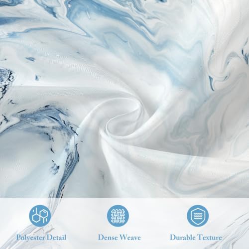 3 in 1 Blue Marble Shower Curtain Set with PEVA Liner & 12 Hooks, 72 x 84