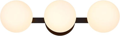 Black Bathroom Vanity Light Fixtures, Modern 3 Lights Globe Wall Sconce Lighting, Porch Wall Mount Light Fixture for Bathroom, Mirror Cabinets Hallway Stairs (Matte Black, 3-Light)