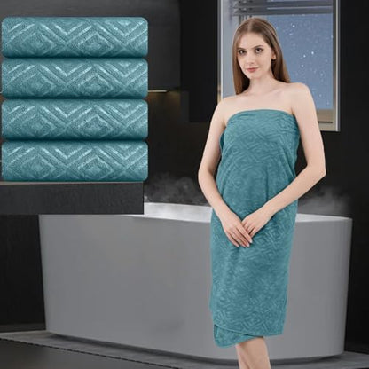 Bath Towel Set of 4 Extra Large Bath Sheet 35"x70" Oversized Bath Towel Soft Microfiber Bathroom Towel for Adults Highly Absorbent Quick Dry Towel for Bathroom,Hotel,Shower Bath Sheet Turquoise