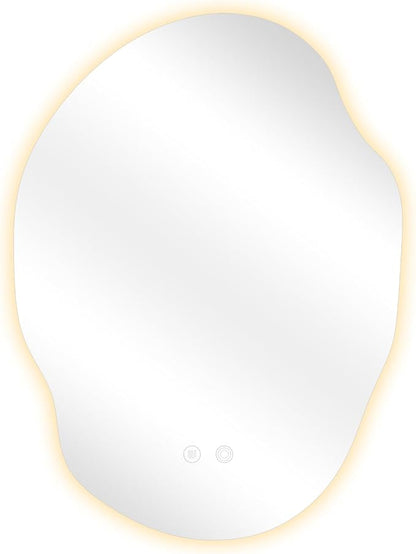 Irregular LED Bathroom Mirror with Lights,Asymmetrical Led Bathroom Vanity Mirror for Wall with Backlit, Anti Fog, 3 Colors and Dimmable Light,[Horizontal/Vertical] 30" H x 22" W