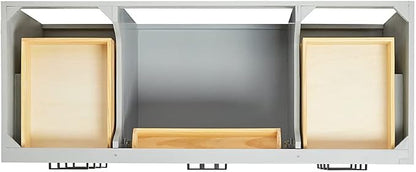 DKB Isabella 54" Grey Single Bathroom Vanity with Sink, 1.5" Italian Carrara Marble Countertop, Rectangular Undermount Sink, 2 Soft Closing Doors, 9 Dovetail Drawers