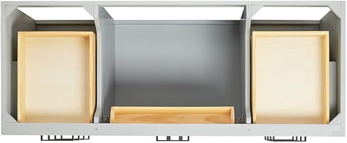 ARIEL Hepburn 54-inch Bathroom Vanity Base Cabinet,Solid Wood, 2 Soft Closing Doors, 9 Dovetail Drawers, Grey