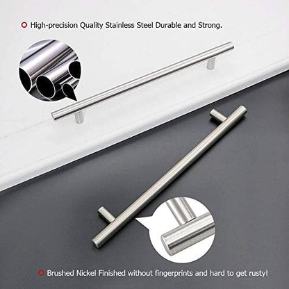homdiy 15 Pack Kitchen Cabinet Handles Brushed Nickel Pulls for Cabinets - HD201SN Contemporary Cabinet Handle Pull Cabinet Door Handle Straight Bar Pull Stainless Steel, 10in Hole Centers