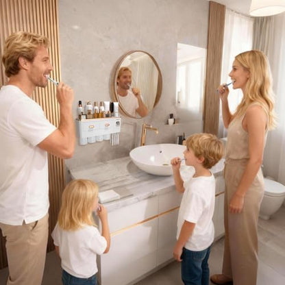 iHave Toothbrush Holders Bathrooms Wall Mount Toothpaste Dispenser & 4 Cups