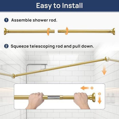 ENJOYBASICS 1" Gold Shower Curtain Rod, 30-52" Adjustable, Secure Tension