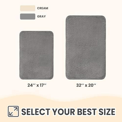 TECHMILLY Shaggy Bathroom Rug Mat 32x20, Absorbent Thick Non Slip Microfiber Mats, Quick Dry Machine Washable Bath Rug for Bathroom Floor, Bathtub and Shower, Gray